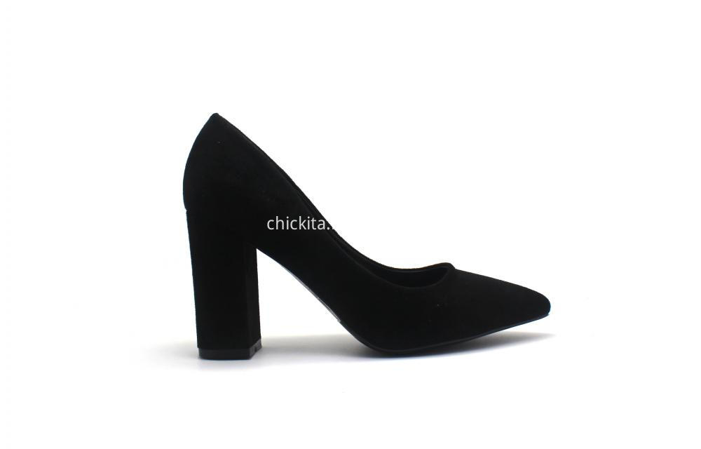 Womens Imitate Suede Point Toe Block Heel