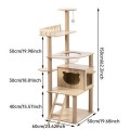 Modern Large Vertical Cat Scratcher Tower Wooden Indoor Cat Tree Space Saving Multi Level Climbing Post Stable