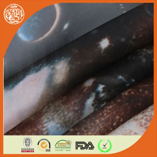 Hot sale designed polyester chiffon star print fabrics