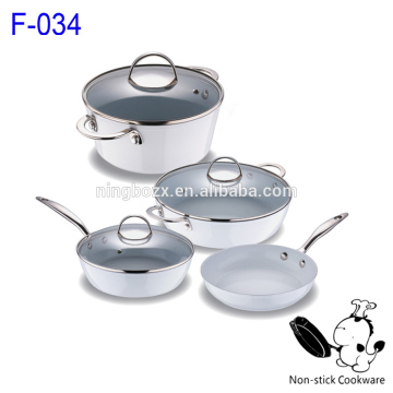 7 pieces large forged aluminum nonstick ceramic cookware with stainless handle