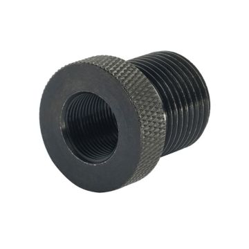 Black fuel filter adapter fitting 1/2-28 to 13/16-16