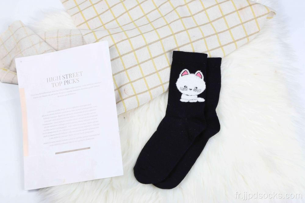 Chaussettes en coton à ressort de chat noir