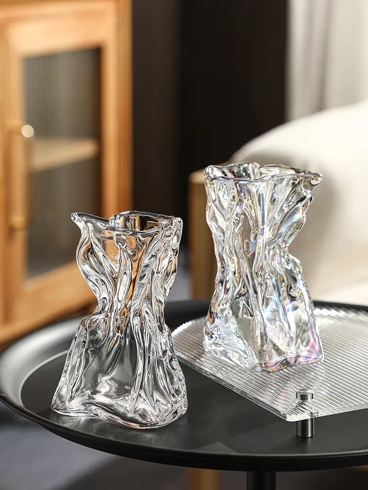 Origami clear glass vase