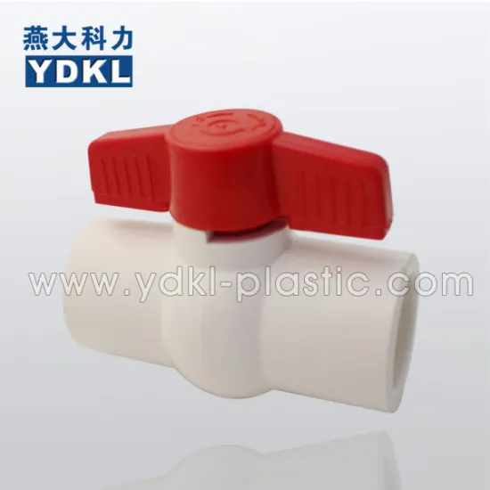 PVC red handle white color compact ball valve 25mm socket or threaded