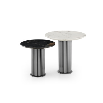 Table ronde en marbre en acier inoxydable