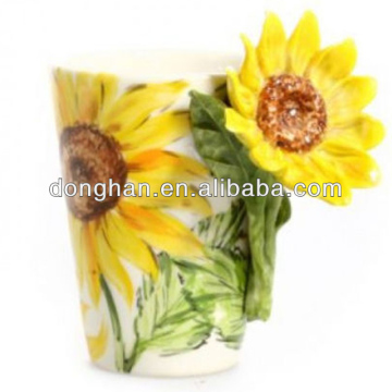 3D Sunflower Ceramic Hand Crafted Coffee Mug