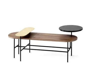 Minimalist Black wooden Top Metal Base Center table