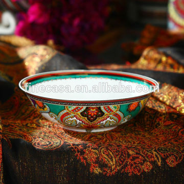 6 Inches Luxury Fine Hyper White Porcelain Ceramic Cereal Bowl of Paisley