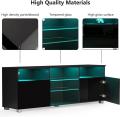 LED TV Stand High Glossy Entertainment Centre Televisyen Moden Berdiri Dengan Penyimpanan Besar