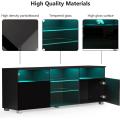 LED TV Stand High Glossy Entertainment Center Modern Television Stands with Large Storage