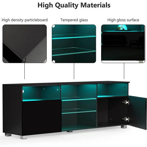 LED TV Stand High Glossy Entertainment Center Modern Television Stands with Large Storage