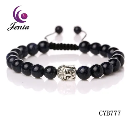 Jenia Alibaba China Colorful Agate Bead Bracelet Design Buddha Head Bracelet