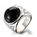 Bague pierre noire en argent 925 pour homme