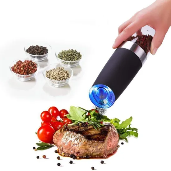Hot Selling Automatic Blue Light Electric Salt and Pepper Grinders - Battery Operated, Mill for Home Use in Box Packaged