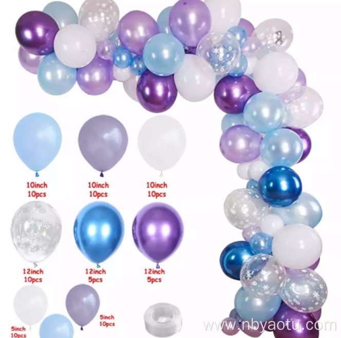 snow white flake blue purple balloon arch kit