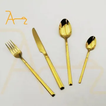 Wholesale Luxury Hotel Wedding Cutlery Set: 304 Stainless Steel, Matte Silver Knife, Spoon & Fork in Retro Style, Bulk Gold Flatware