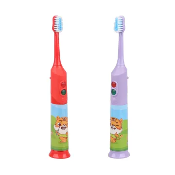 Kids Cartoon Slim Handle Battery Operated Toothbrush with Polished Bristles
