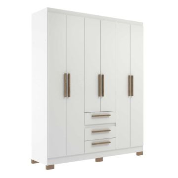 Modern 3-Door Wardrobe Closet with Wooden Drawers - Customizable Storage Solution for Home and Hotel
