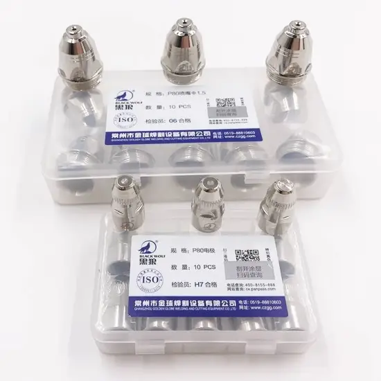 Black Wolf P80 Plasma Cutting Nozzles and Electrodes - Models 1.1, 1.3, 1.5, 1.7
