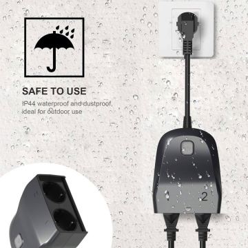 Outdoor Smart WIFI Wtyczka uziemiona, bezprzewodowy pilot według aplikacji kompatybilny z Alexą i Google Home Assistant