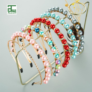 ALLCH RTS 2023 Handmade Sparkle Crystal Headband with Pearls and Rhinestones for Women