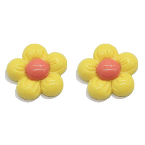 20mm Colorful Resin Flower Bead Flatback Accessory for Students Children Cute Earrings Finger Ring Making