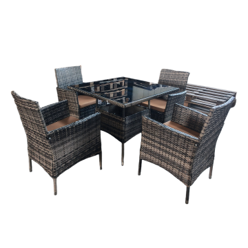 Mixed‑Tone PE Rattan KD Bistro Dining Suite