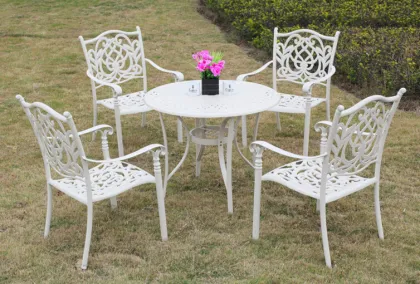 Outdoor furniture cast aluminium dining furniture table and chairs