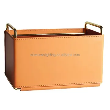 Exquisite Deluxe Leather Storage Basket: PU Leather Rectangular Gold-Bordered Organizer for Home Desktop - Key, Sundries Management