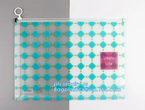 Promotional stationery set PVC bag pencil set, zipper office stationery pouch with rope slider, Office stationery waterproof doc