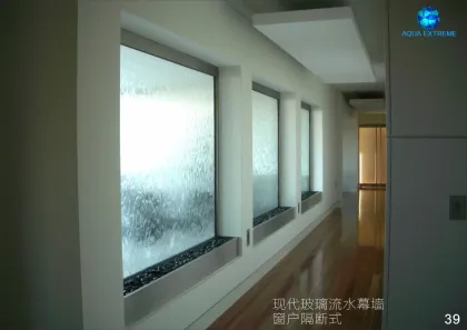 glass water fountain for company background wall decor waterfall