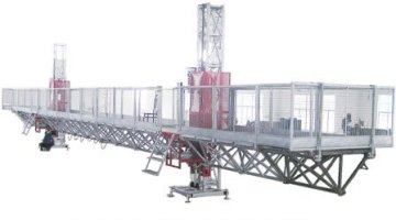 Construction 6m / Min Aerial Twin Mast Climbing Work Platform For Building Cleaning