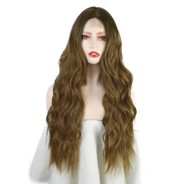 Vigorous 26inch Long Curly Synthetic Lace Front Wig Body Wave Hair Ombre Colorful Cosplay Synthetic Hair Wigs for Women