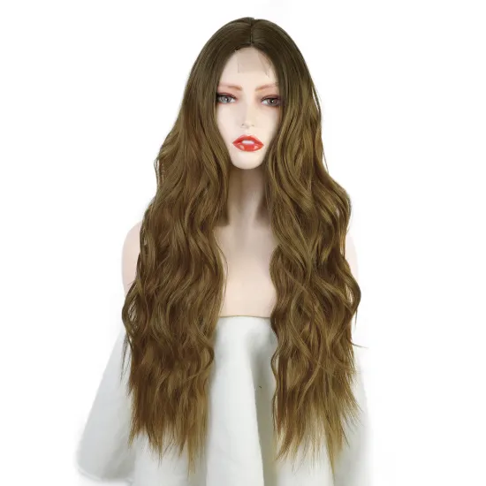 Vigorous 26inch Long Curly Synthetic Lace Front Wig Body Wave Hair Ombre Colorful Cosplay Synthetic Hair Wigs for Women