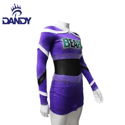 Purple varsity cheerleading uniforms