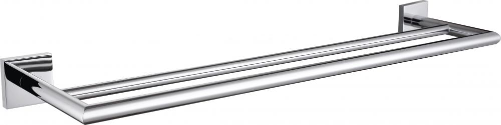 Long rail de serviette de douche double en chrome fini