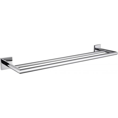 Long rail de serviette de douche double en chrome fini