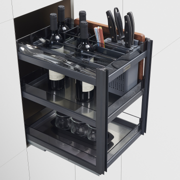 2023 Hot Sale: High-Quality Tempered Glass Kitchen Storage Rack with Soft-Closing Drawers