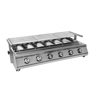 GZKITCHEN 6 Burner LPG Gas BBQ - Stainless Steel Cover, Smokeless for Home & Garden Parties