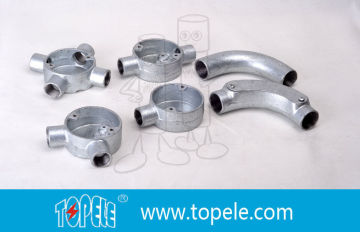 20mm 3 / 4”, 1”bs4568 Gi Iron Elbow Malleable Iron Circular Junction Box With Tapped Hole