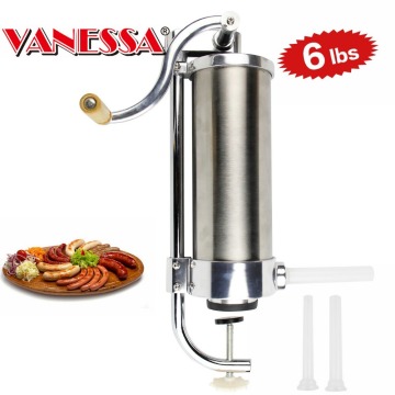 6LBS Vertical Hand Operated Sausage stuffer Stainless Steel sausage filler salami making machine