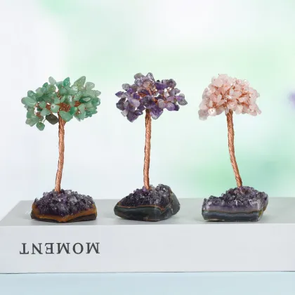 Raw Amethyst Raw Stone Copper Tree Amethyst Cluster Base Ornament