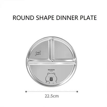 Maxcook 304 Stainless Steel Dinner Plate - New Design with 3 Compartments