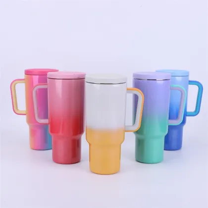 Gradient Rainbow Paint Vacuum Handle Car Cup