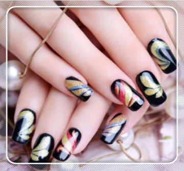 2015 hot sale popular 3D eco friendly matellic and glitter nail art sticker decoration set