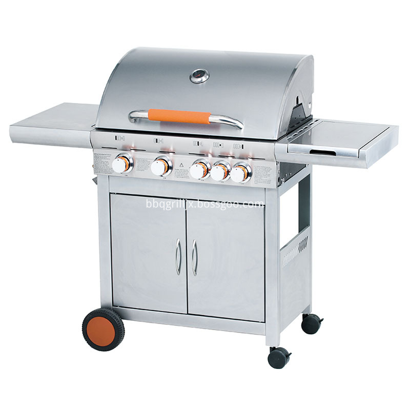 4 1 Stainless Steel Double Layer Hood Gas Grill Orange