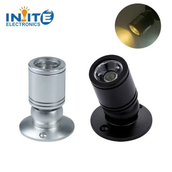 Black and Silver Aluminum 1W to 3W LED Mini Spotlight for Cabinet Showcase