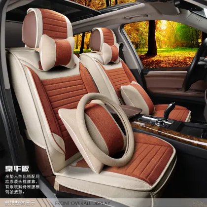 Universal Flax Car Seat Cover: Comfortable, Breathable Protector Mat