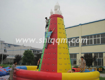 Lanqu comercial unqiue inflatable rock climbing wall for sale