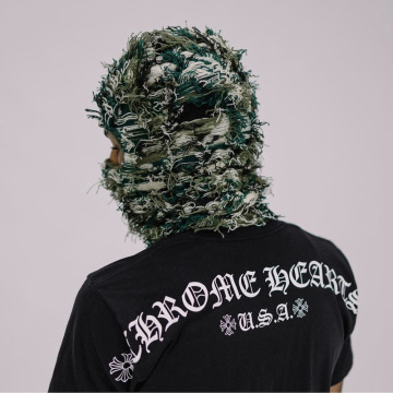 Custom Distressed Knitted Crochet Skull Printed Mohair Camouflage Tactical Balaclava